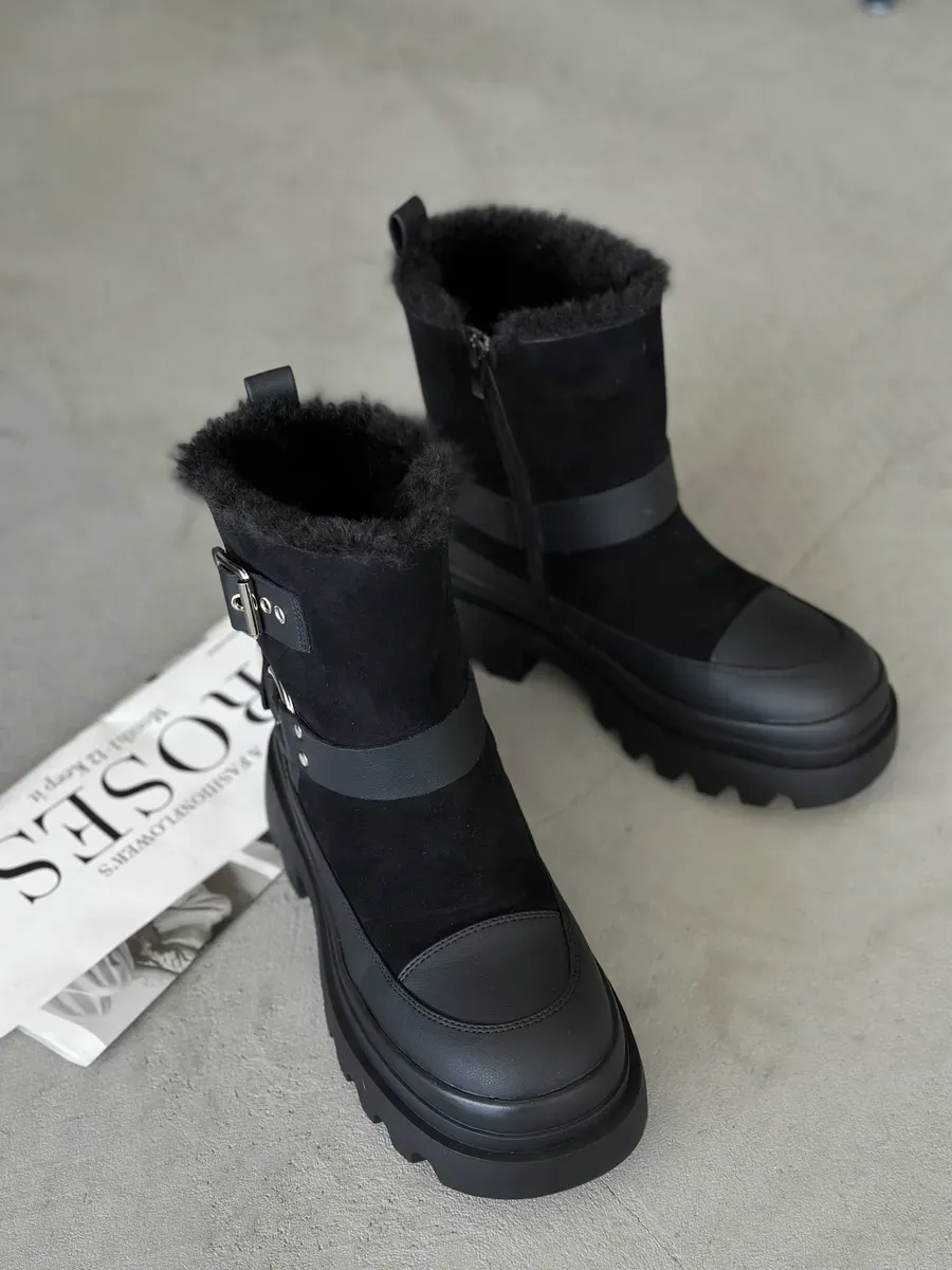 Ботинки женские экозамша шерсть