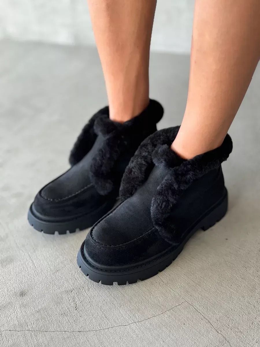 Ботинки женские экозамша шерсть