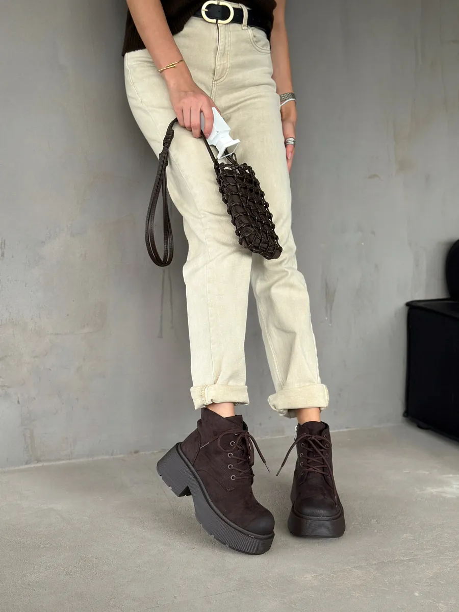 Ботинки женские экозамша шерсть