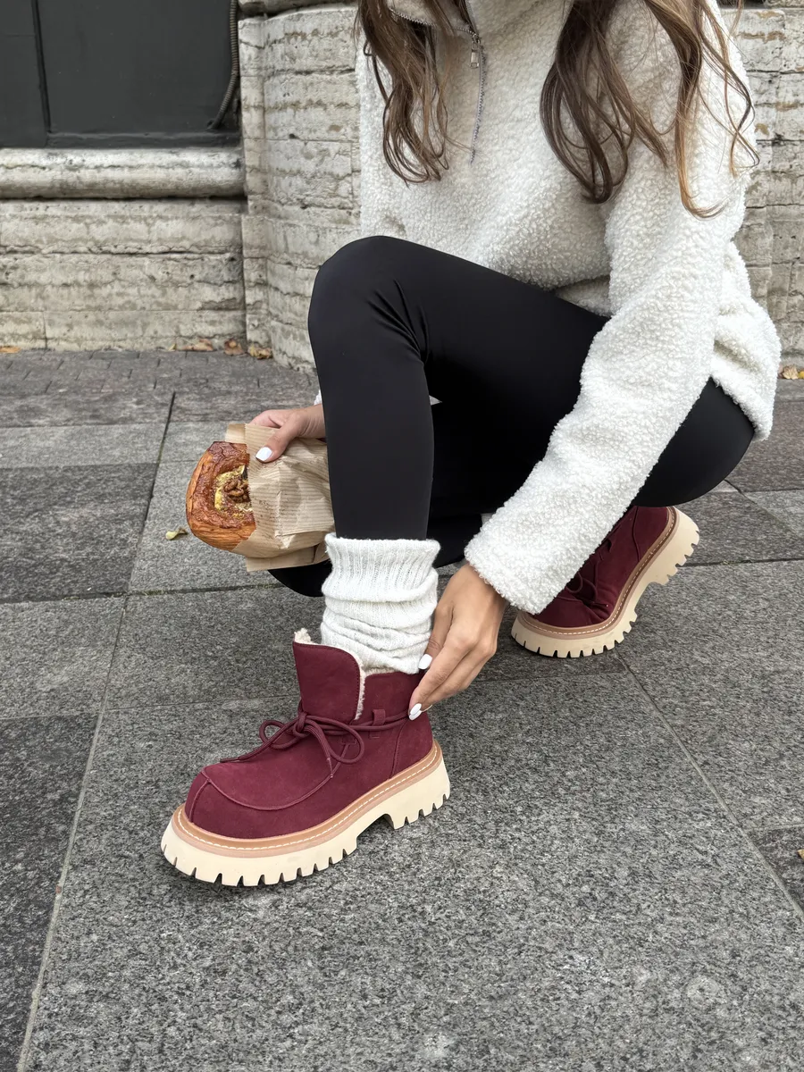 Ботинки женские натуральная замша шерсть