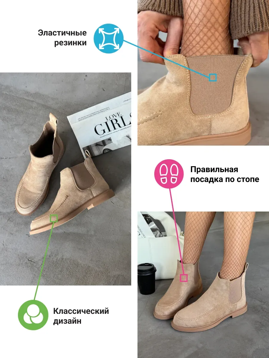Ботинки женские экозамша