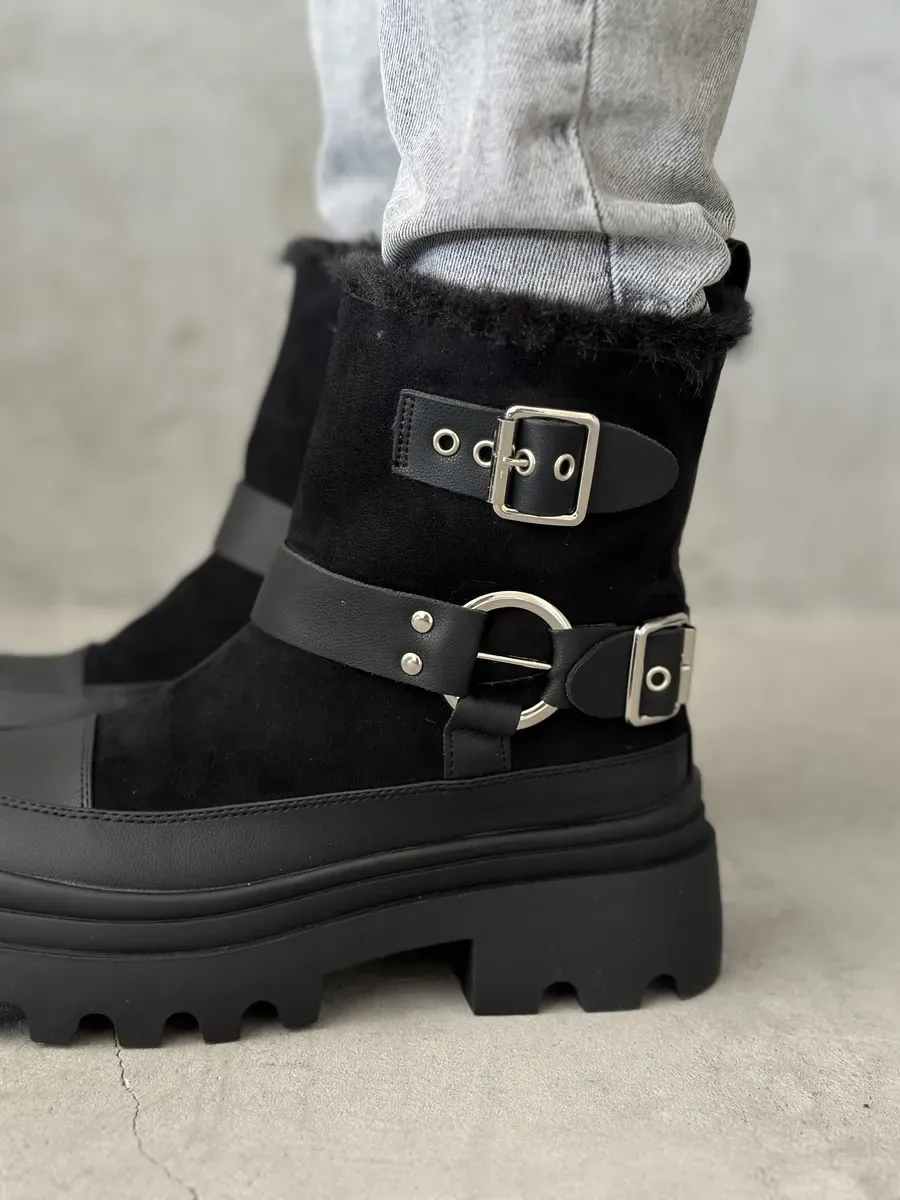 Ботинки женские экозамша шерсть