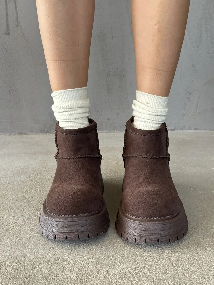 Ботинки женские натуральная замша шерсть