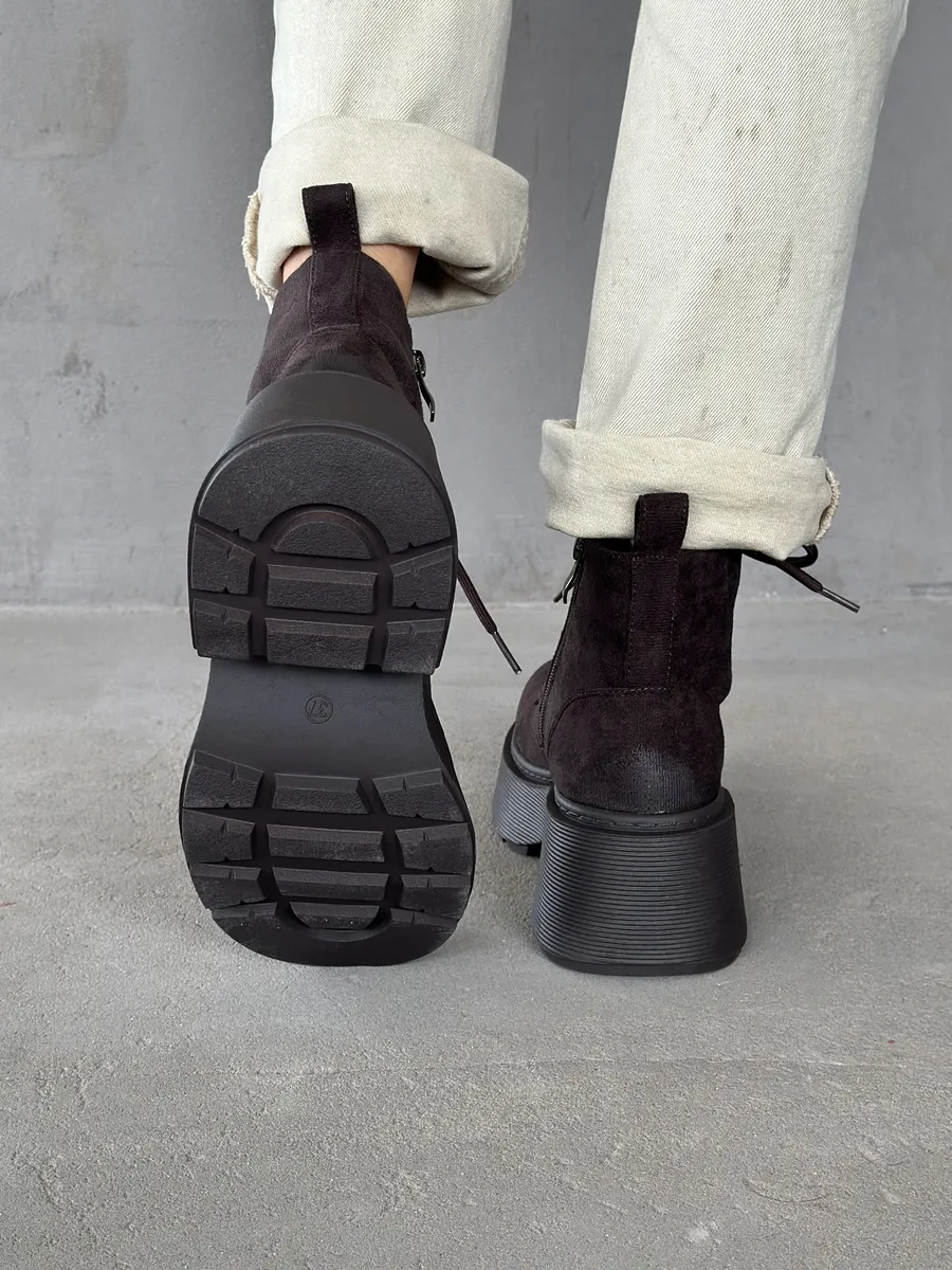 Ботинки женские экозамша шерсть