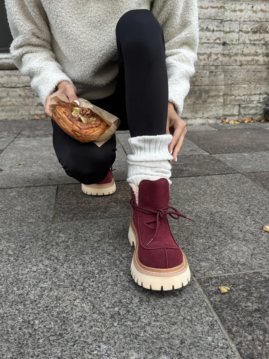 Ботинки женские натуральная замша шерсть