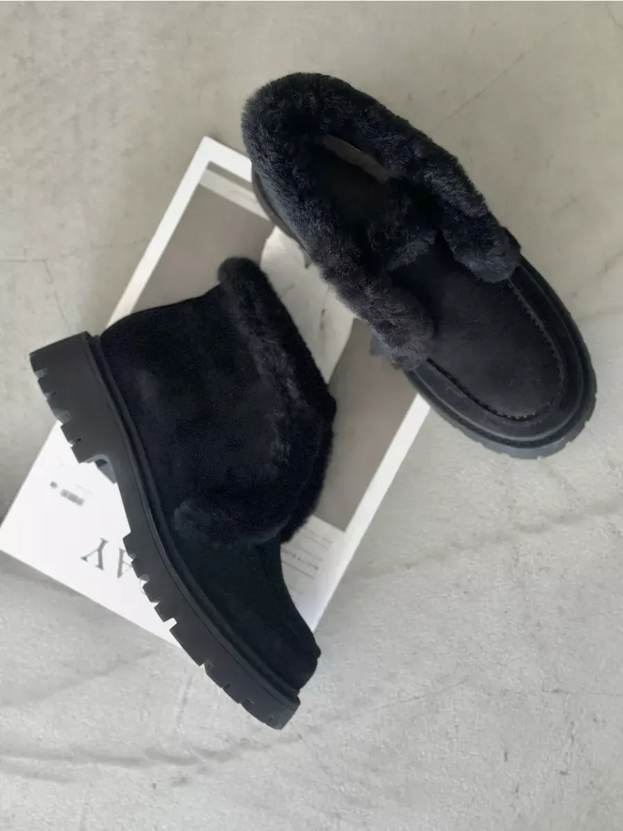 Ботинки женские экозамша шерсть