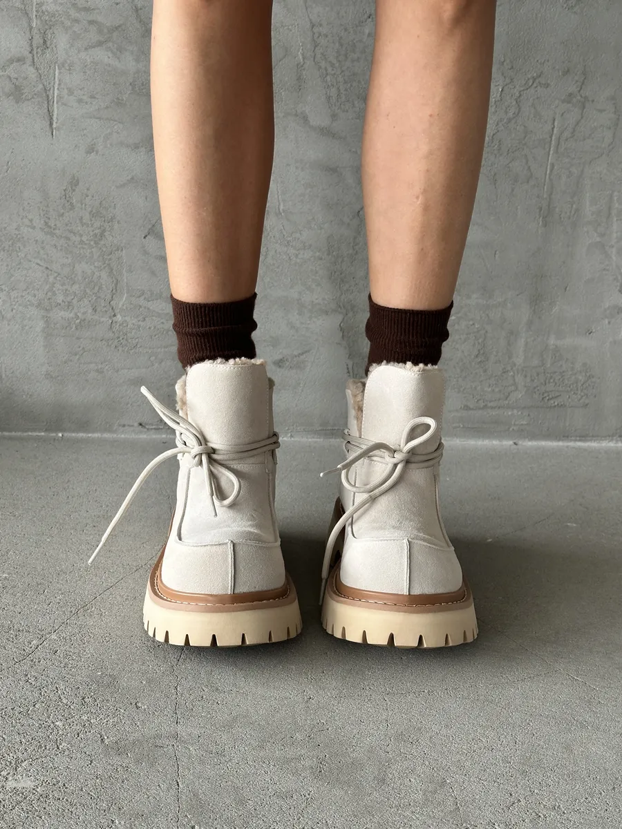 Ботинки женские натуральная замша шерсть