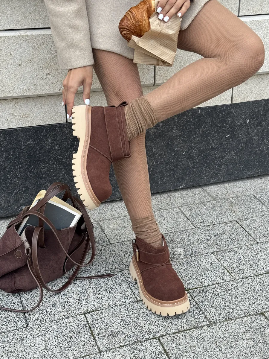 Ботинки женские натуральная замша шерсть