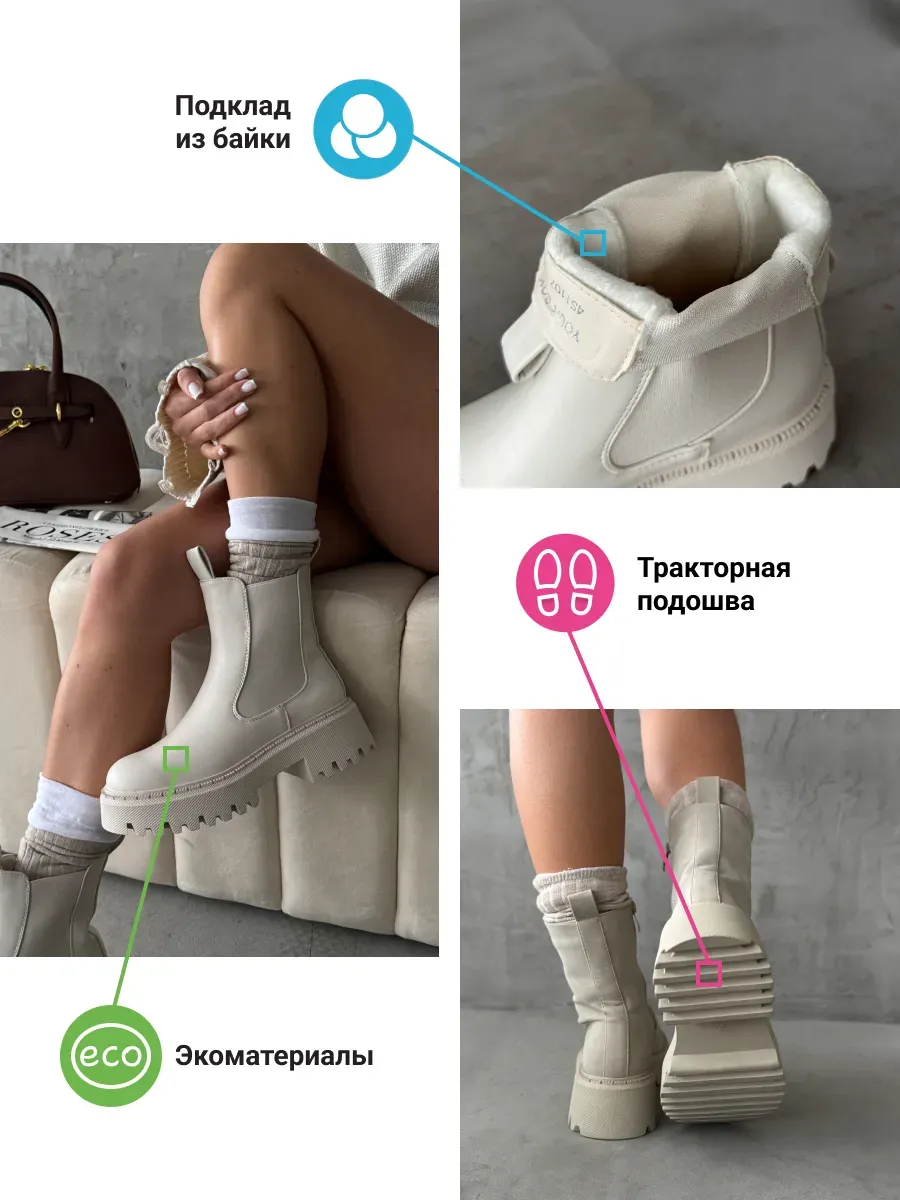 Ботинки женские экокожа