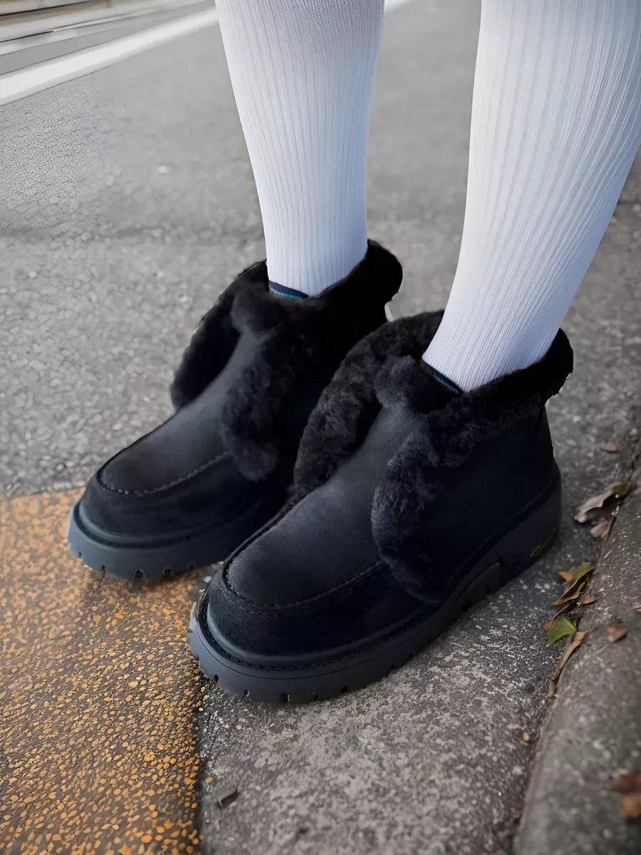 Ботинки женские экозамша шерсть