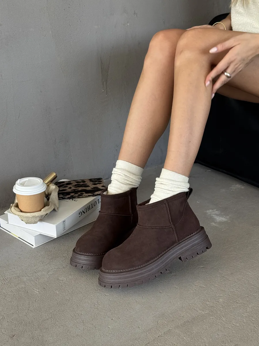 Ботинки женские натуральная замша шерсть