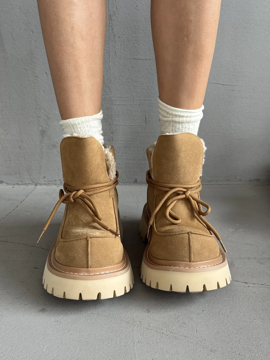 Ботинки женские натуральная замша шерсть