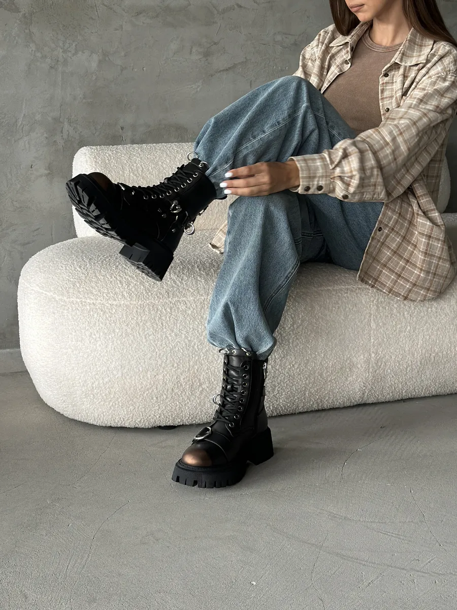 Ботинки женские экокожа шерсть