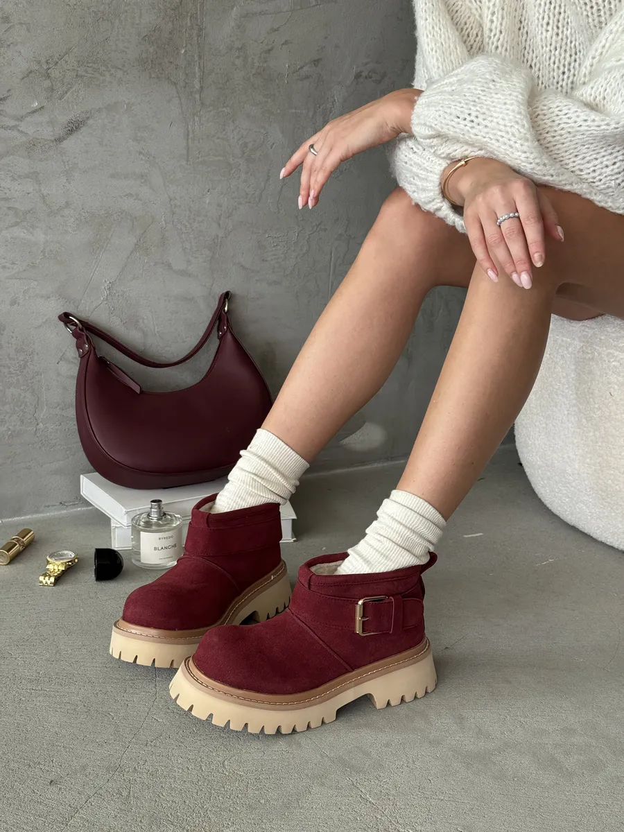 Ботинки женские натуральная замша шерсть