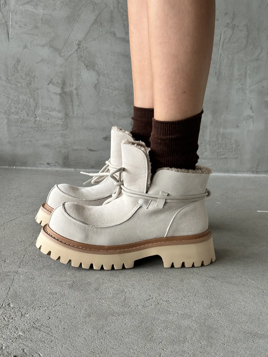 Ботинки женские натуральная замша шерсть