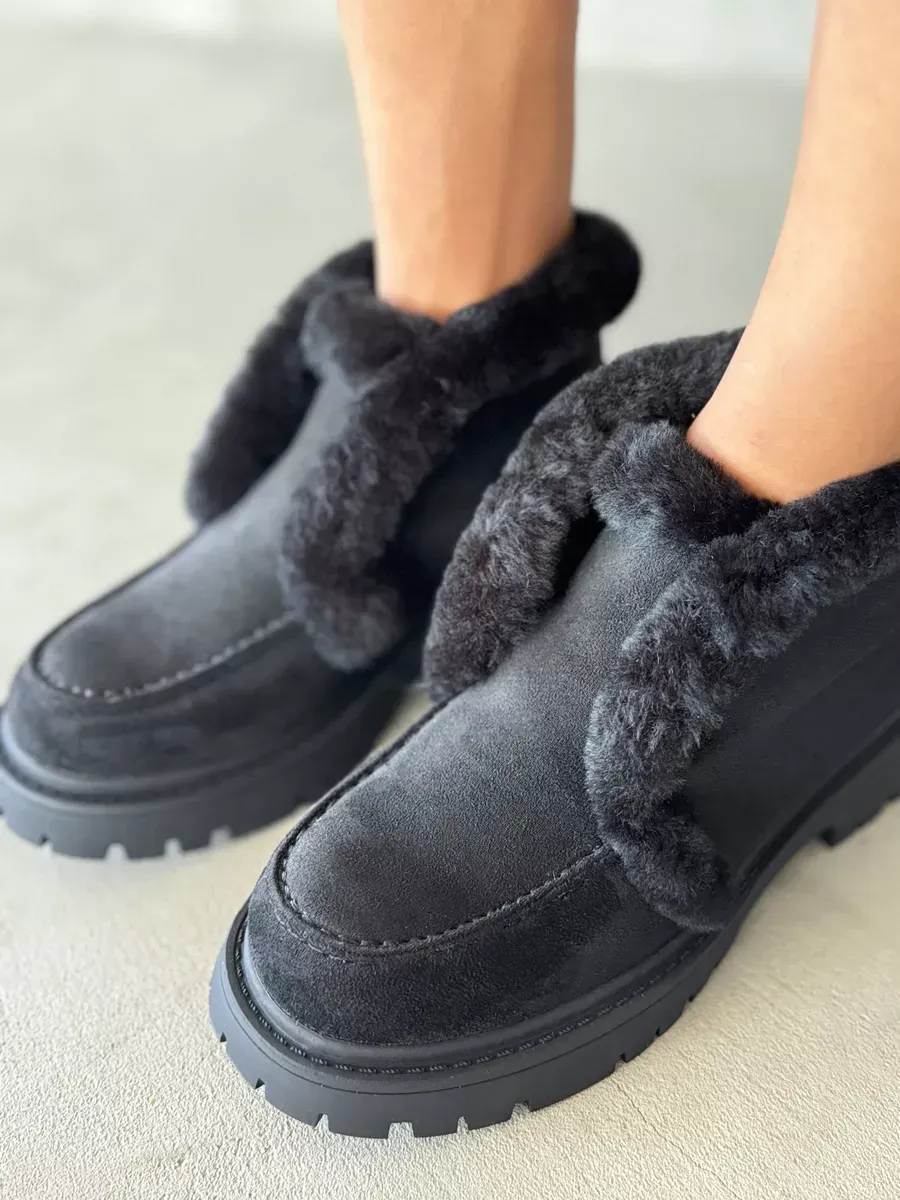 Ботинки женские экозамша шерсть