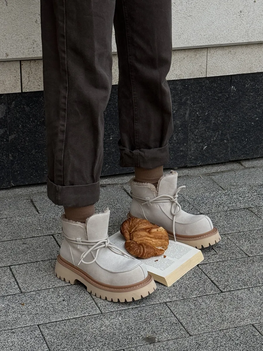 Ботинки женские натуральная замша шерсть