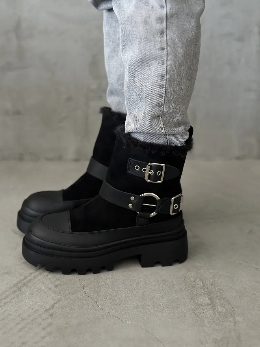 Ботинки женские экозамша шерсть