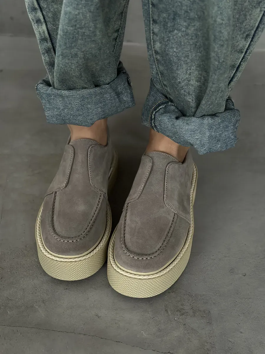 Лоферы женские натуральная замша