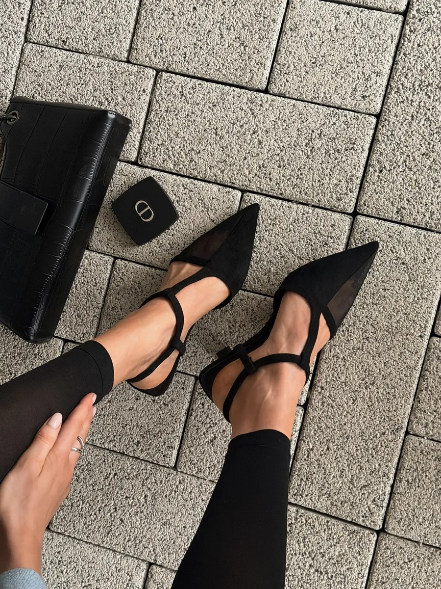 Туфли женские на каблуке с открытой пяткой вечерние сетка