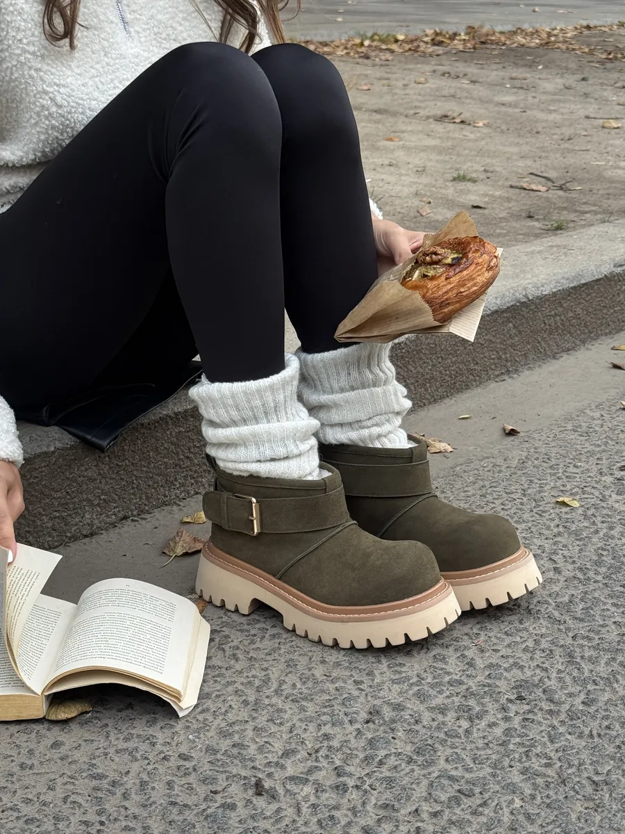 Ботинки женские натуральная замша шерсть