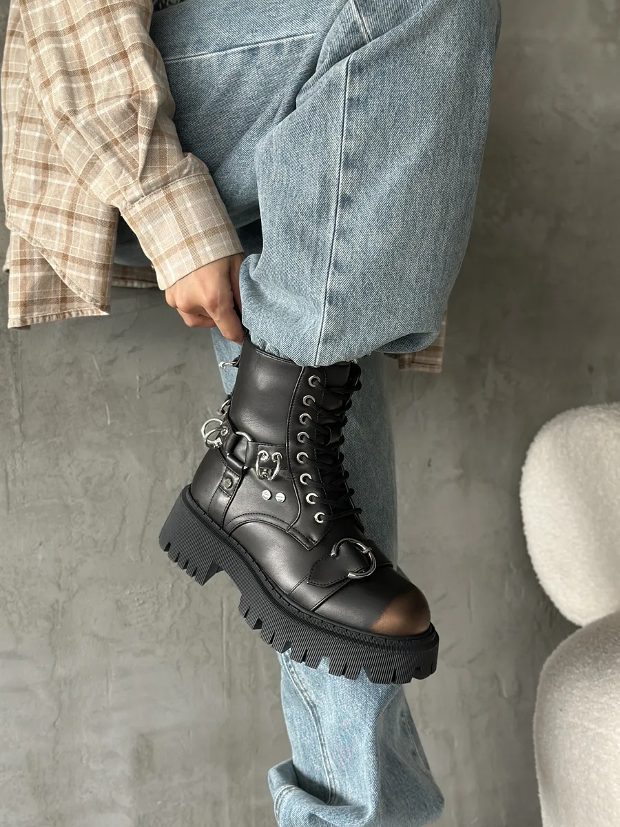 Ботинки женские экокожа шерсть