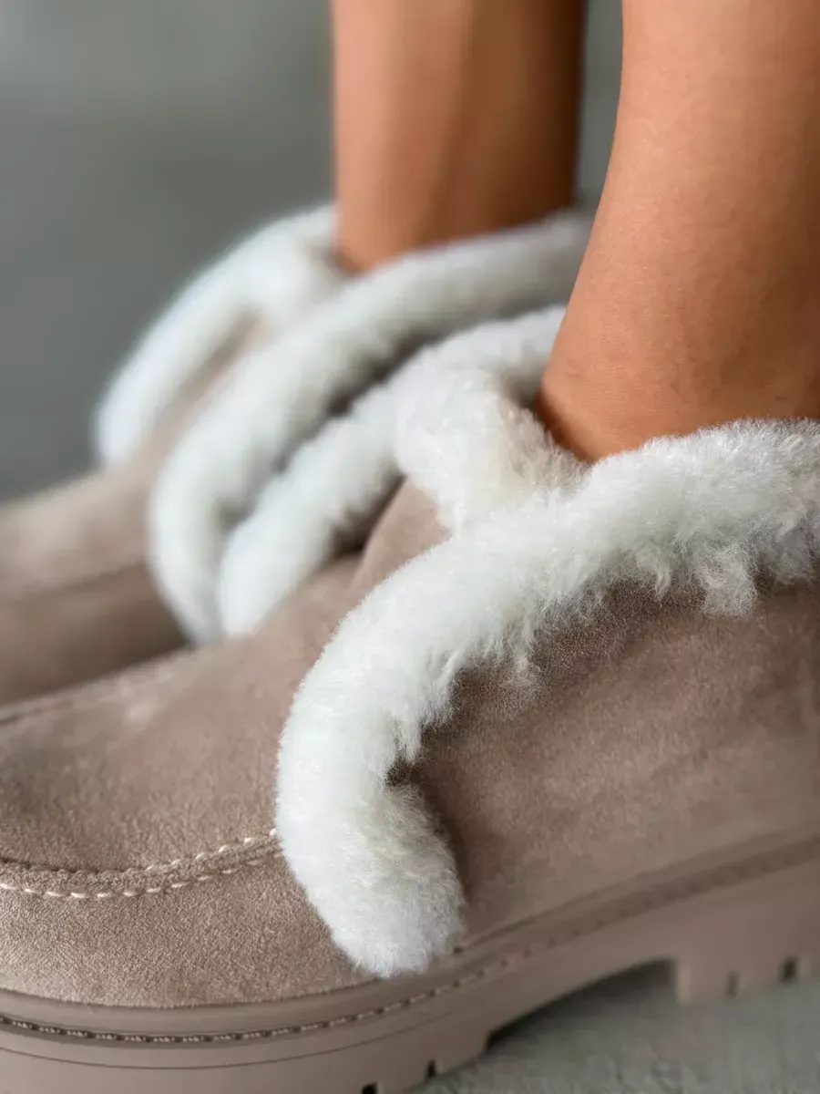 Ботинки женские экозамша шерсть