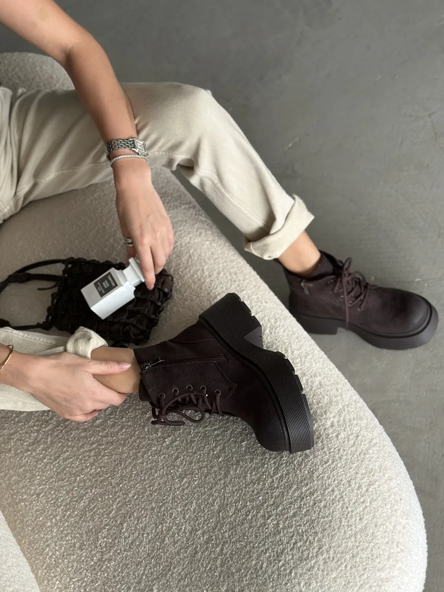 Ботинки женские экозамша шерсть