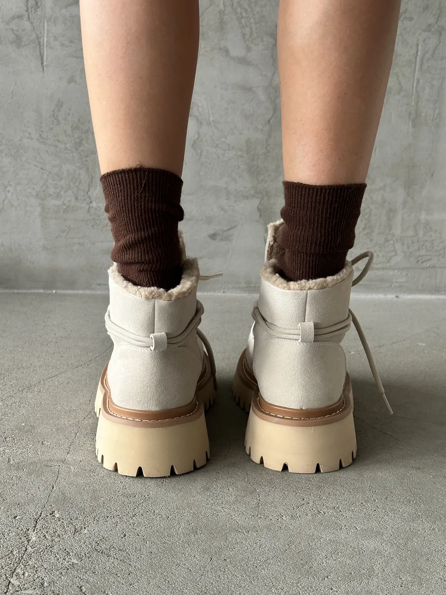 Ботинки женские натуральная замша шерсть