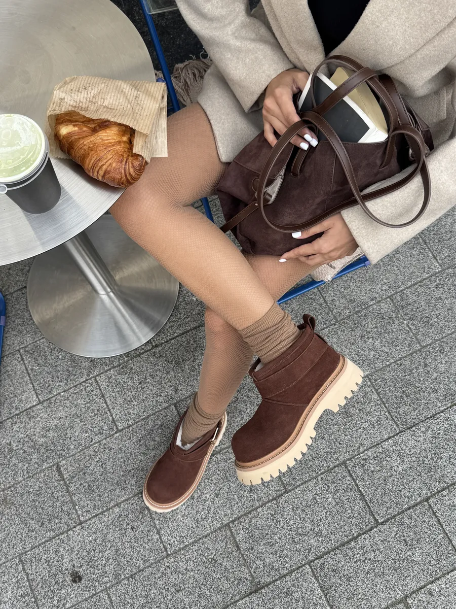 Ботинки женские натуральная замша шерсть