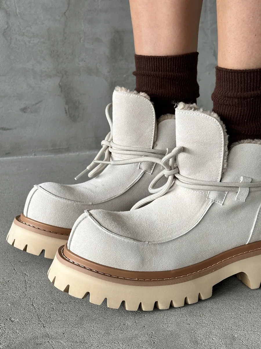 Ботинки женские натуральная замша шерсть