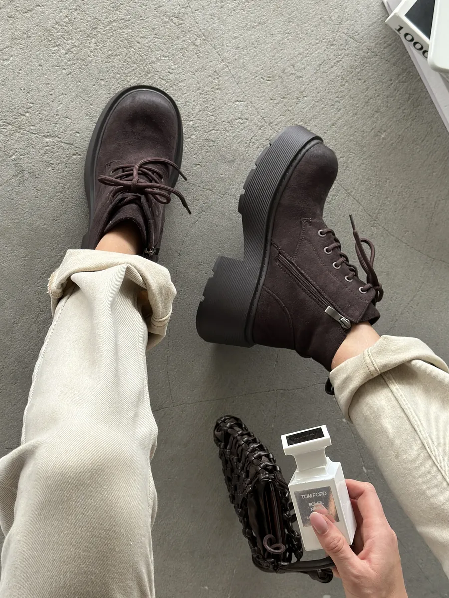 Ботинки женские экозамша шерсть