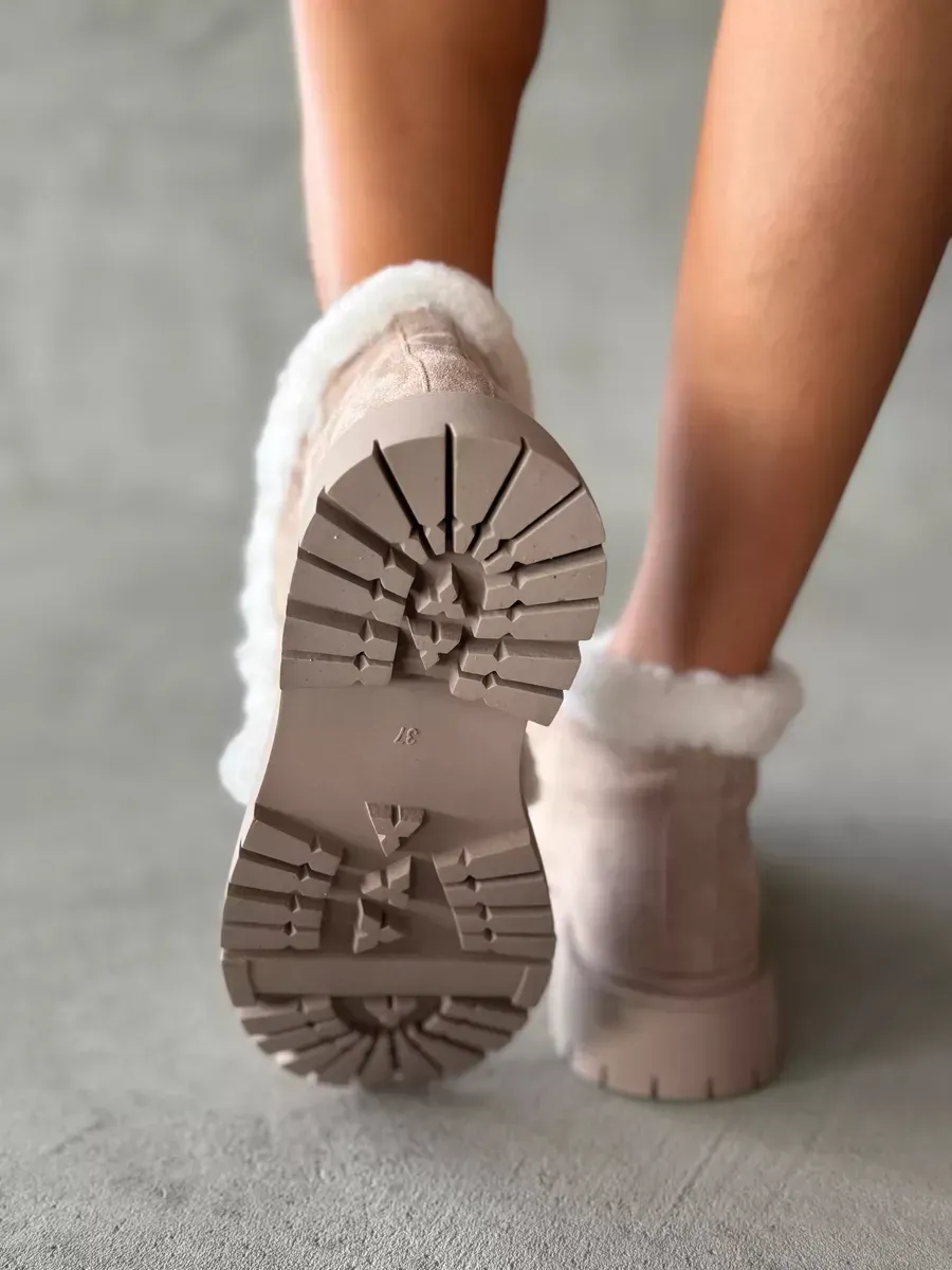 Ботинки женские экозамша шерсть