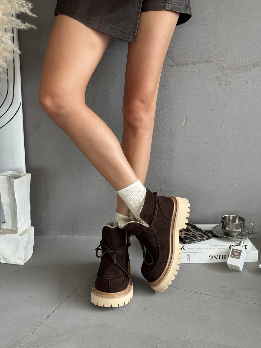 Ботинки женские натуральная замша шерсть