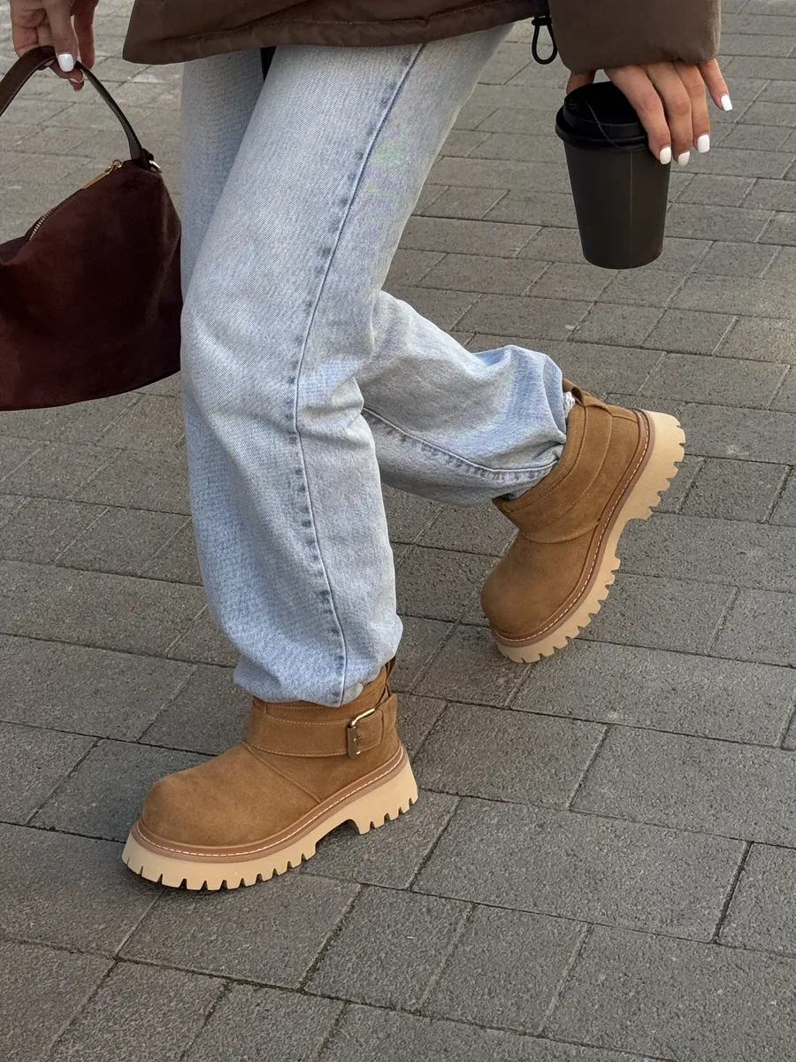 Ботинки женские натуральная замша шерсть