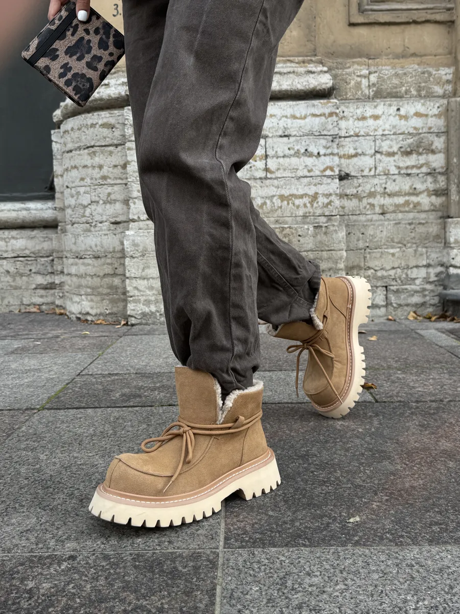 Ботинки женские натуральная замша шерсть