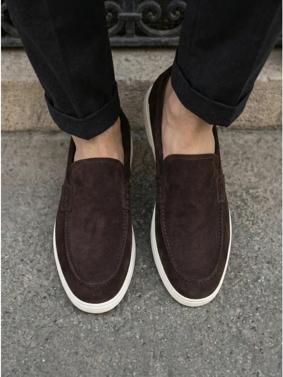Замшевые лоферы мужские классические на платформе