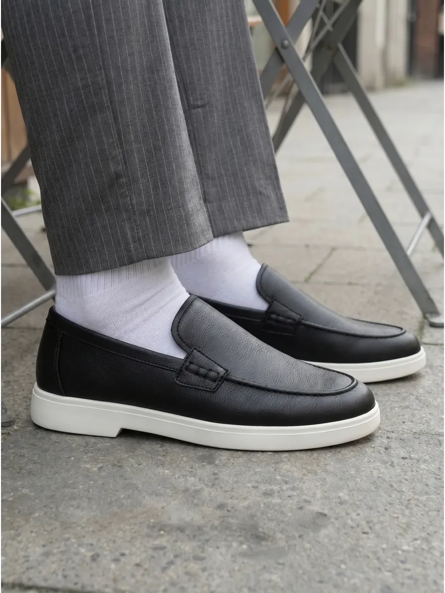 Кожаные лоферы мужские классические на платформе