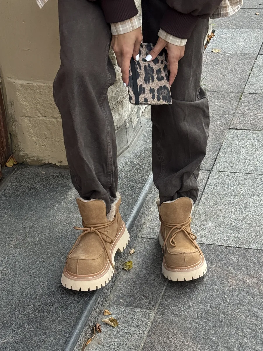 Ботинки женские натуральная замша шерсть