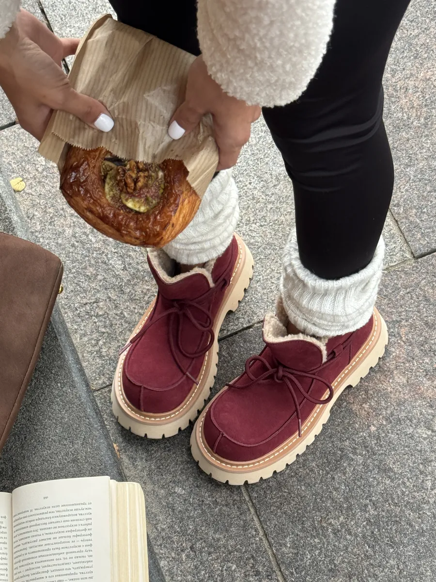 Ботинки женские натуральная замша шерсть