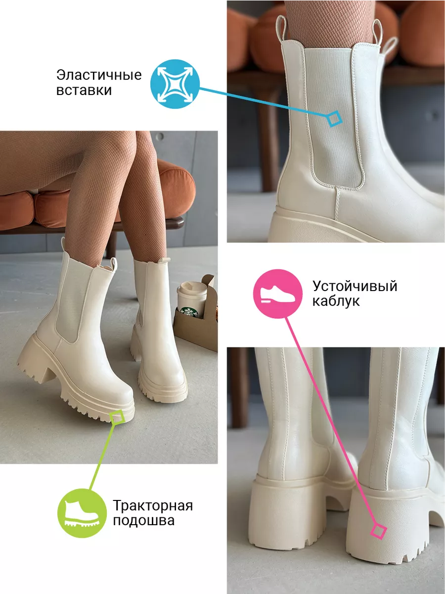 Ботинки женские экокожа шерсть