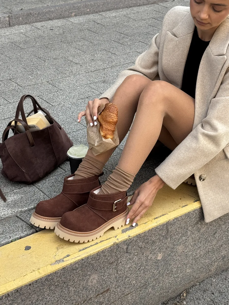 Ботинки женские натуральная замша шерсть