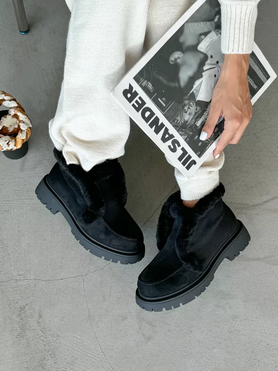 Ботинки женские экозамша шерсть