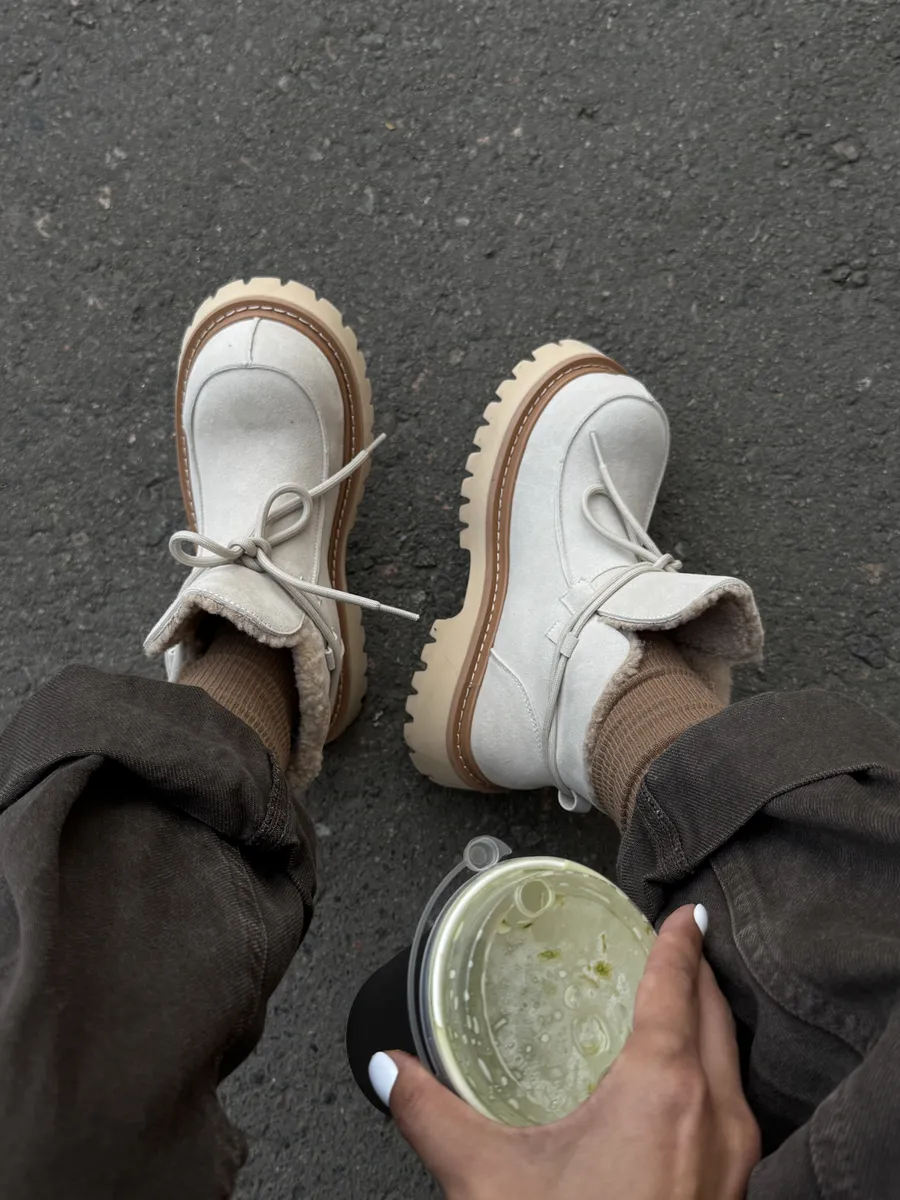 Ботинки женские натуральная замша шерсть