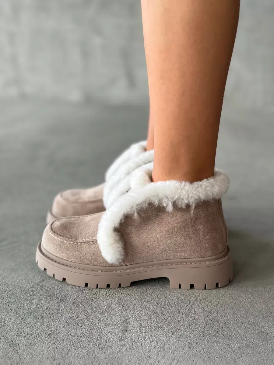 Ботинки женские экозамша шерсть