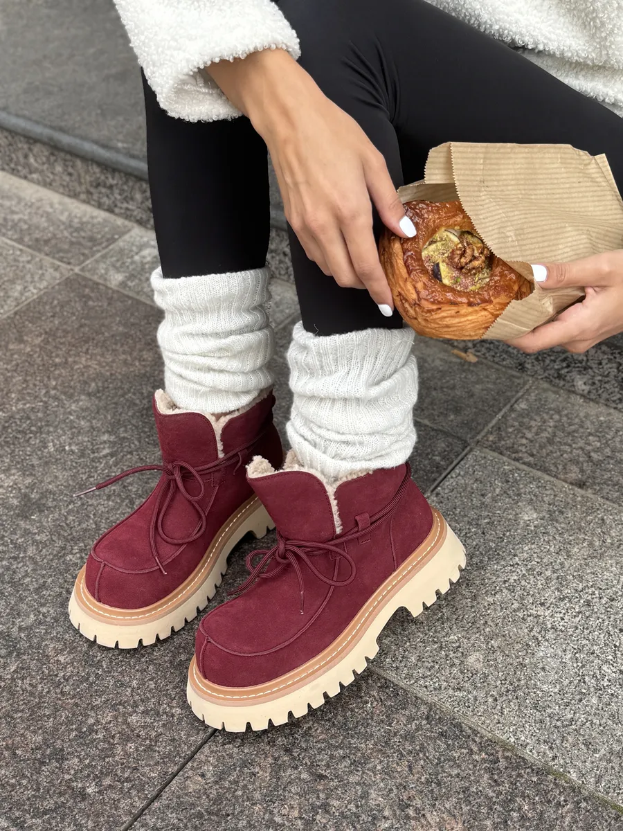 Ботинки женские натуральная замша шерсть