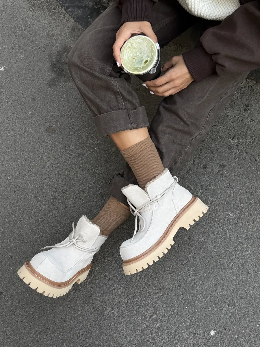 Ботинки женские натуральная замша шерсть