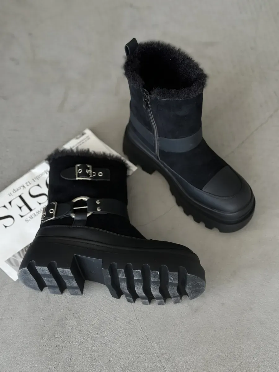 Ботинки женские экозамша шерсть