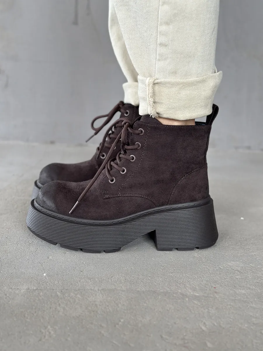 Ботинки женские экозамша шерсть