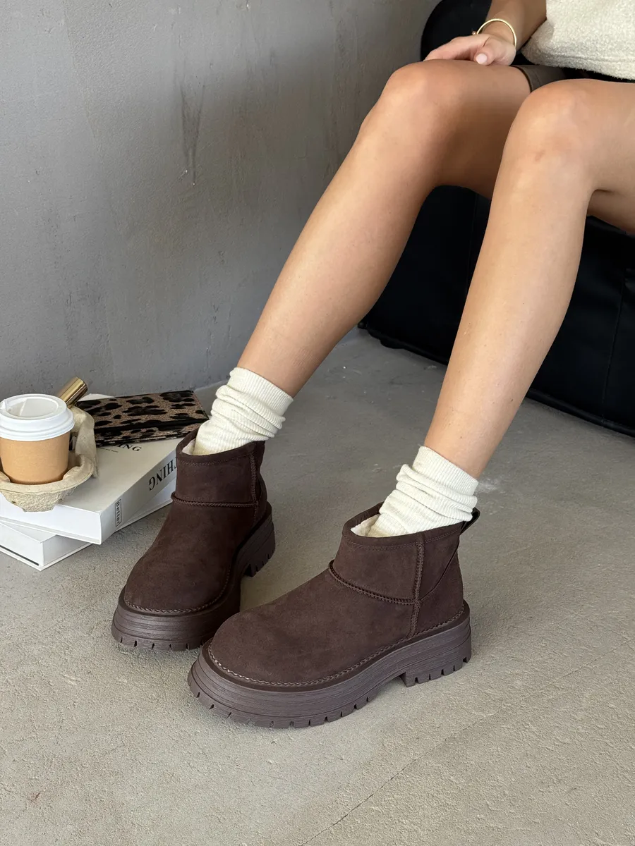 Ботинки женские натуральная замша шерсть